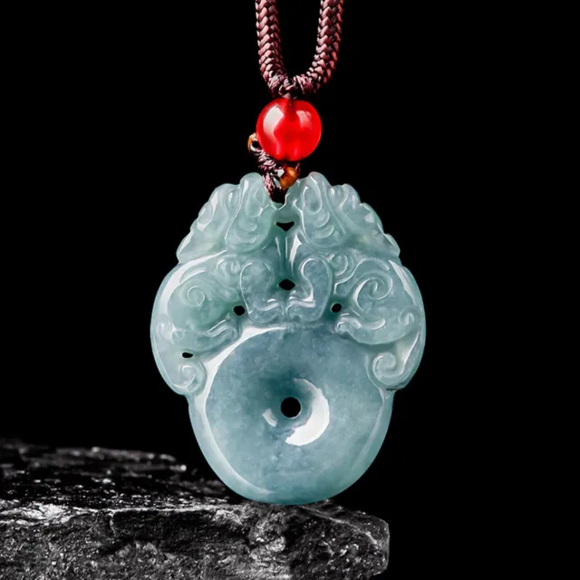 New Natural Grade A Jade Jadeite Men Women Double Pixiu Dragon Circle Pendant