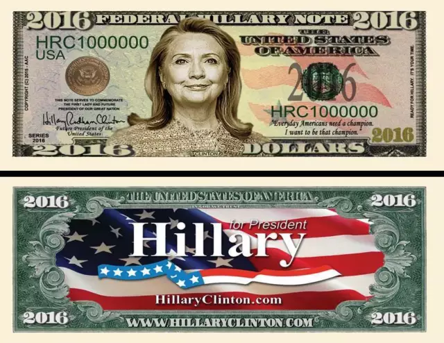 HILLARY CLINTON BILLET MILLION DOLLAR US ! Collection president Etats Unis trump