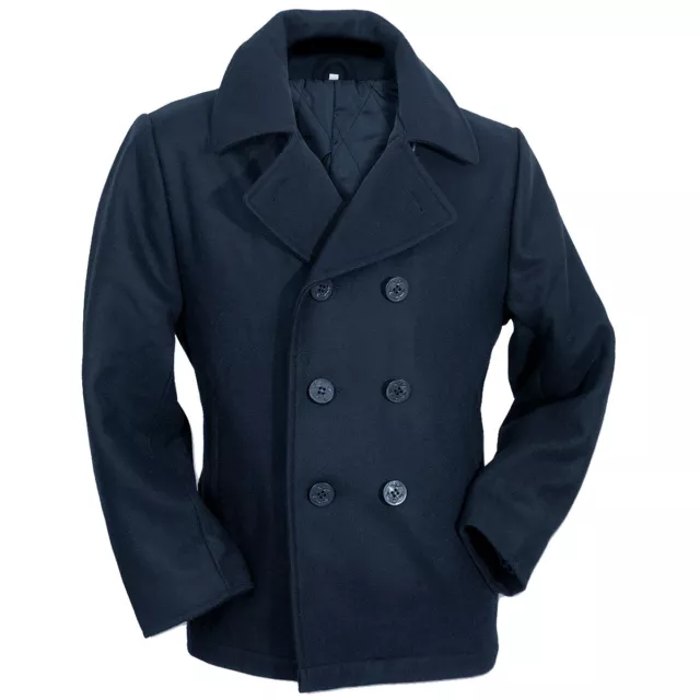 US Blu Marino Pea Coat Cappotto XS-3XL Invernale Giacca Mantella Corta Blue