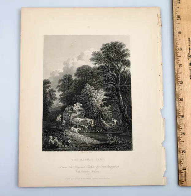 Antique Original 19th Century Engraving The Market Cart by W. Taylor