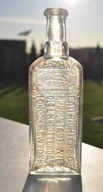 1890s Germany RICHTER Medicine Pharmacy Cure Apotheca Bottle ANCHOR Embossed