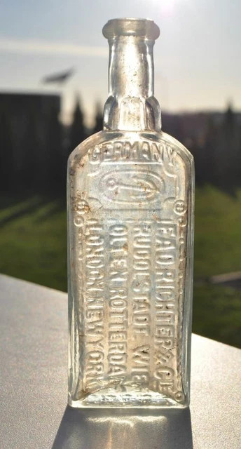 1890s Germany RICHTER Medicine Pharmacy Cure Apotheca Bottle ANCHOR Embossed