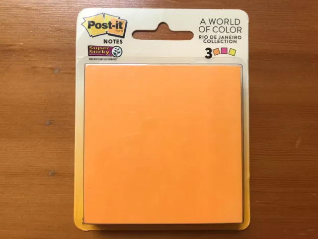 Post-It Notes Super Sticky Rio de Janeiro Collection 3 Pads/3x3in/135 sheets New