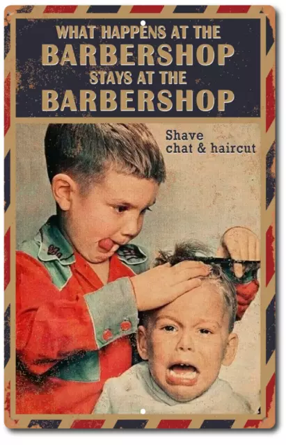 TIN SIGN Shaving Parlor Barber Shop Cottage Razor Shave Rustic Vintage Look .