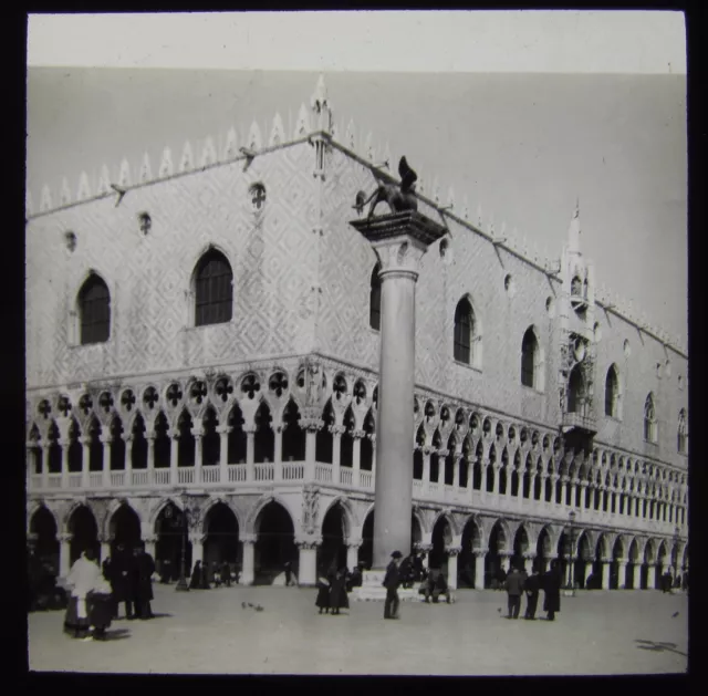 Glas Zauberlaterne Rutsche DOGEN PALAST VENEDIG DATIERT 1904 FOTO ITALIEN VENEZIA