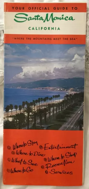 VINTAGE 1960s YOUR OFFICIAL GUIDE TO SANTA MONICA CALIF FOLDOUT COLOR BROCHURE