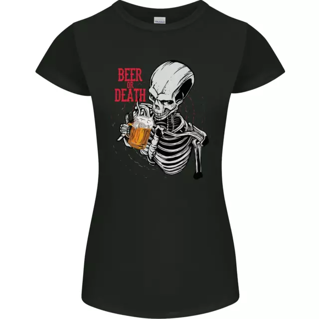 T-shirt donna Petite Cut birra o teschio della morte divertente alcol
