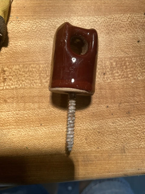 Vintage Porcelain Ceramic Insulator Brown Telephone Pole Wire Connector