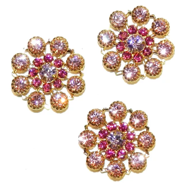 SCSCL1916 Fuchsia / Violet / Rose 19mm Gold Flower Swarovski Crystal Beads 6pc
