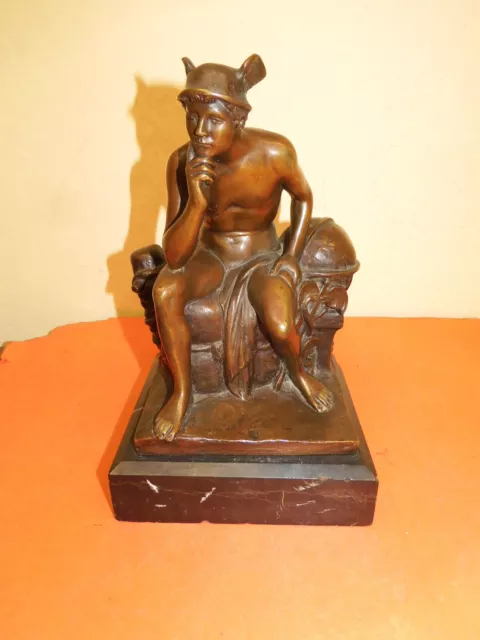 Antike Bronzefigur "Sinnierender Hermes" von Gottlob Deihle 1856-1933 Düsseldorf