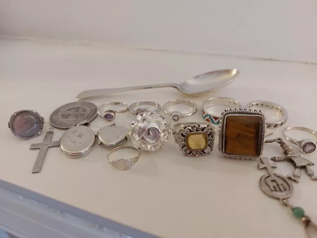 Job Lot 18 Silver Items