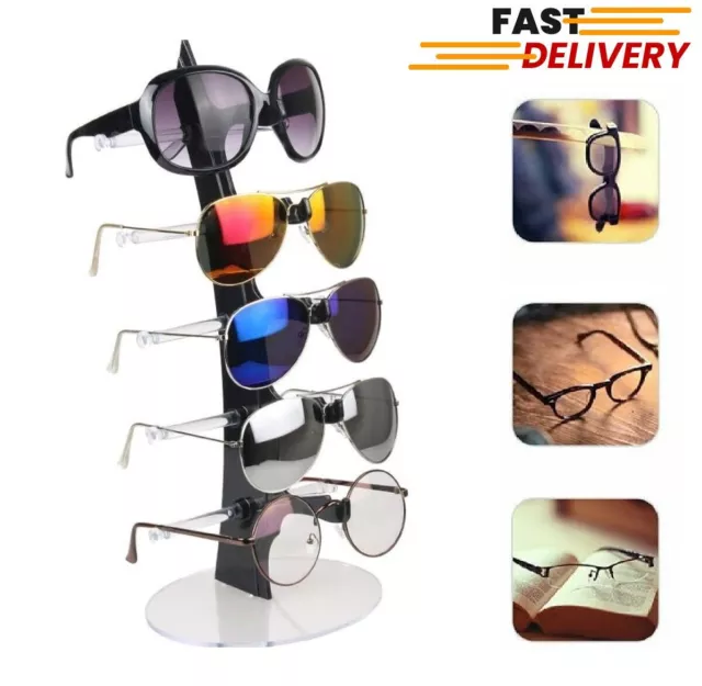 Acrylic 5-Tier Sunglasses Glasses Rack Display Stand w/Clear Base Eyewear Holder