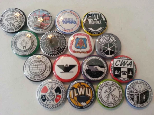 Magnet Lot Set of 16 Trade Union IBEW CBTU UFW UBC ILWU UMW SEIU UAW Made in USA