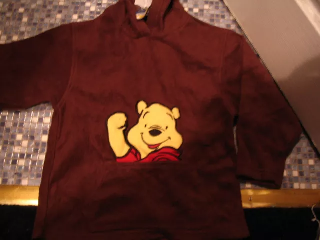 Disney Winnie The Pooh Brown Fleecy Hooded Top Age 5/6 Brand New Unisex