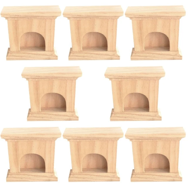 8 piezas Mini Chimenea Modelo Miniatura Decoración Maderas Naturales