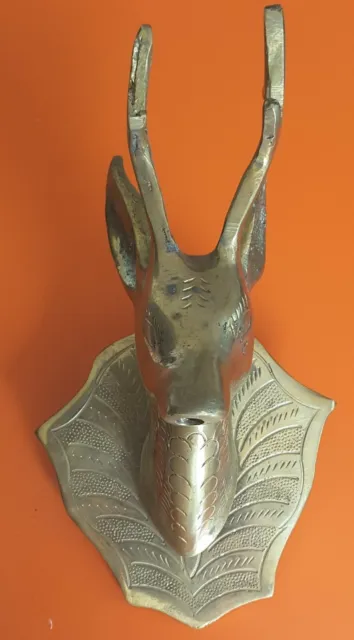 Vintage Antique Moroccan Brass Deer Head Fountain Water Spout Pond Metal Stag