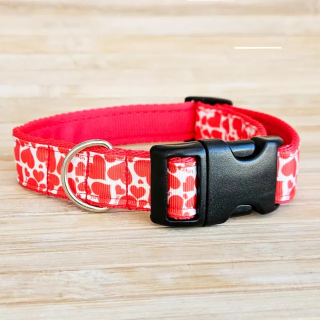 Handmade Valentine Hearts Dog Collar - Brand New