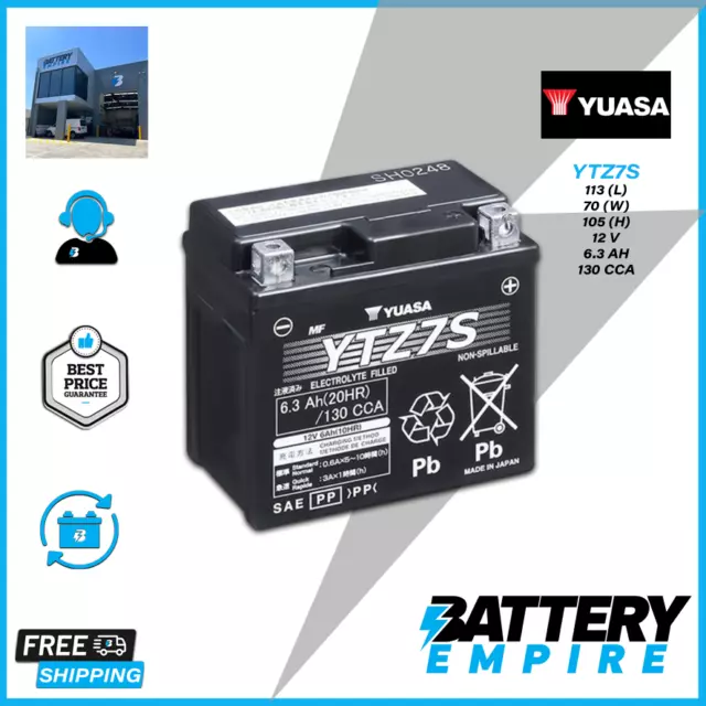 YTZ7S Yuasa AGM Motorcycle Battery