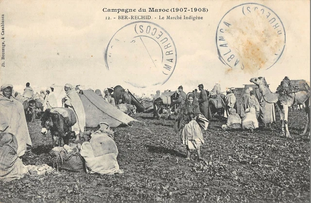 Cpa Campagne Maroc Ber Rechid Le Marche Indigene