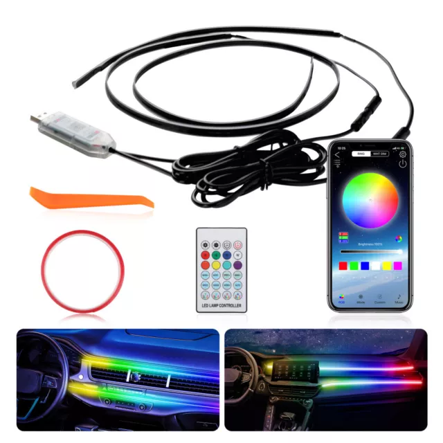 Car RGB Interior Ambient LED Strip Light USB APP Control Atmosphere Lamps Decor