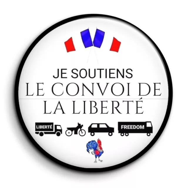 Je soutiens le convoi de la liberté - Badge Epingle 38mm Button Pin