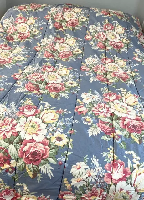Ralph Lauren Kimberly Blue Cabbage 90s Full Queen Comforter French Country VTG