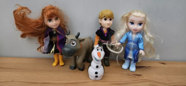 Disney Frozen Mini Toddler / Animator Doll Set. Elsa Anna Sven Kristoff & Olaf