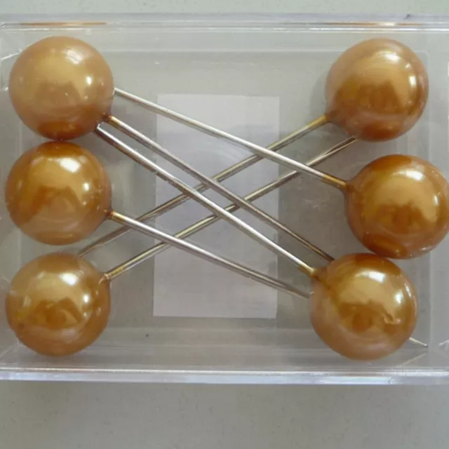 Agujas de perlas 6x Decopin agujas de rosas alfileres boda bautismo hágalo usted mismo oro 20 mm