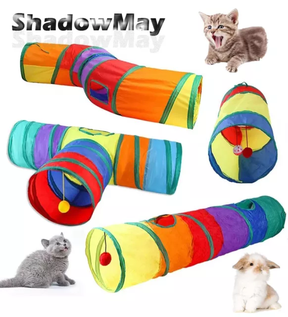 COLLAPSIBLE PET CAT Tunnel Tube Interactive Indoor Cats Peek Hole