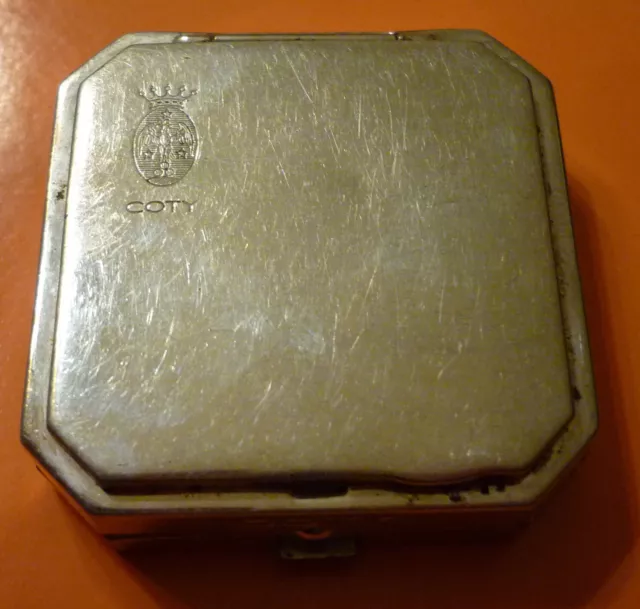 ANCIEN Poudrier blush René COTY métal ART DECO avec houpette