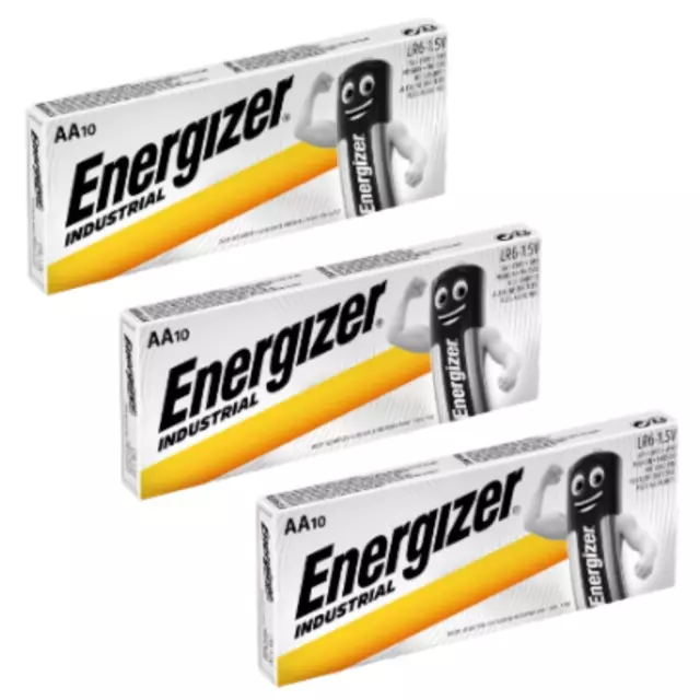 30 x ENERGIZER INDUSTRIAL AA ALKALINE LR6 PROFESSIONAL MN1500 BATTERIES 1.5V