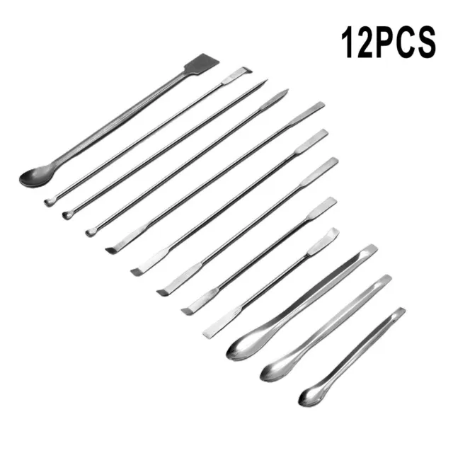 High Quality Stainless Steel Lab Spoon Spatula Set Silver Color 12 Pieces