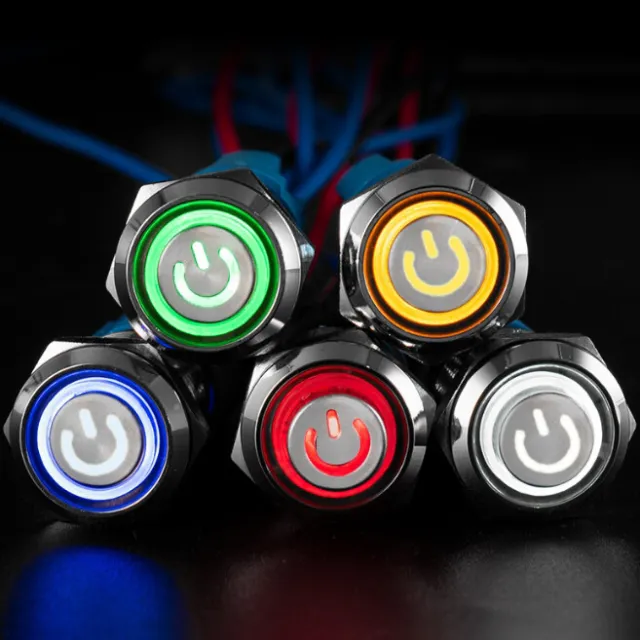 16mm 12V LED ON OFF Waterproof Stainless Steel Latching Push Button Power Switch