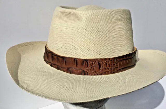 crocodile print  leather hat band fits all hats  for man woman Australian made