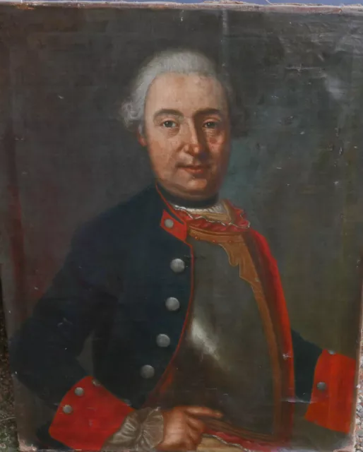 Portrait d'Homme en Armure Epoque Louis XV Huile/Toile du XVIIIème siècle