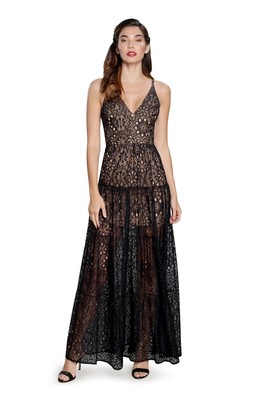 NWT Dress the Population Women's Melina Sleeveless LONG MAXI DRESS BLACK XXL