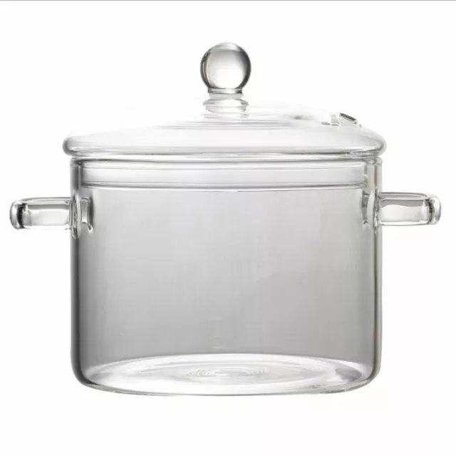 Transparent Glass Clear Heat Resistant Cooking Pot with Lid 3 Styles UK