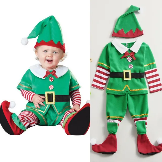 Costume di Natale neonato bambino Babbo Natale elfo abiti eleganti abiti