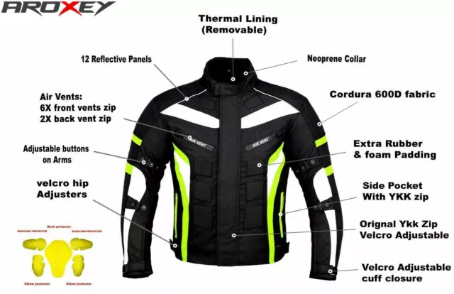 veste de moto blouson moto,scooter,quad,textile cordura 600D CE protecteurs neuf