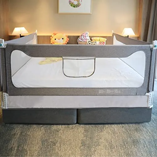 Lsbod Bed Rail for Toddlers Extra Long Rails Kids Twin Full N-200cm, Grey