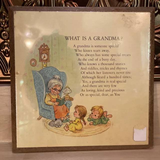 Wall Hanging Plaque "What Is A Grandma?" Heirloom Editions To Have & Hold 1976