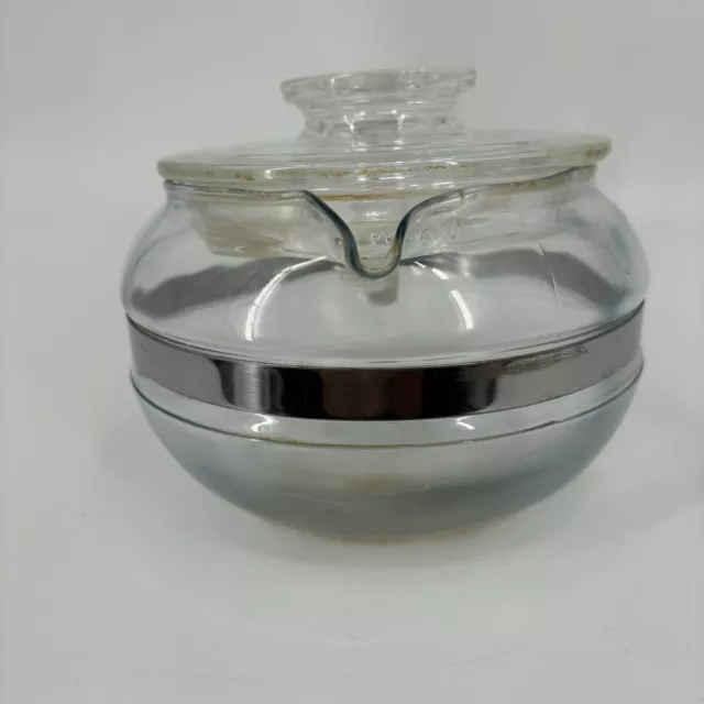 Vintage PYREX Flameware 8336 Clear Glass Stainless Teapot Coffee Kettle With Lid 3
