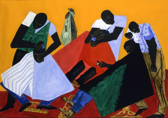 Jacob Lawrence - Barber Shop (1946) Signed - 17" x 22" Fine Art Print