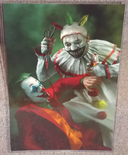 Twisty The Clown vs The Joker Glossy Art Print 11 x 17 In Hard Plastic Sleeve