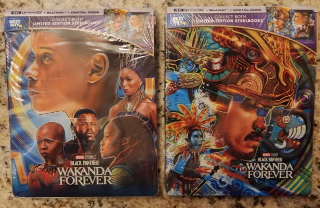 Black Panther Wakanda Forever both variants STEELBOOKS 4K (Blu-ray Best Buy Exc)