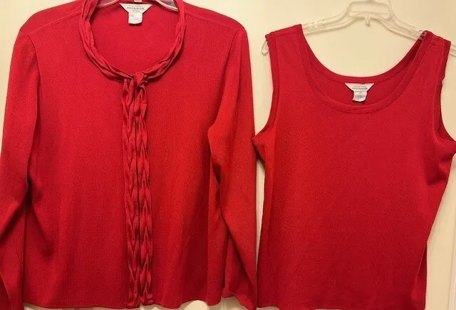 Exclusively Misook Woman's RED Jacket Size 1X and matching shell size XL