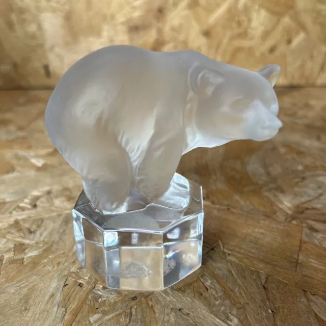 Vintage Goebel Clear Frosted Crystal Polar Bear Figurine Paperweight W. Germany