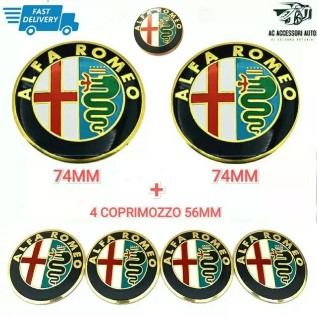 Kit Fregi Stemma Adesivi Alfa Romeo Giulietta 159 Brera Logo Fregio 7 Pezzi Oro