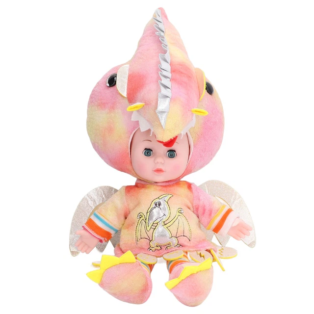 Bambina carina bambola imbottita dinosauro per ragazze rosa