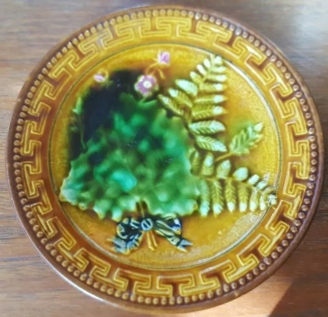 Greek Key Fern Majolica Plate